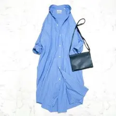 極美品　ジムフレックス　コットン　シャツワンピース 　ストライプ　ゆったり　12