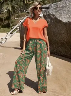 値下げ中　ＶネックTシャツ　ワイドパンツ　set