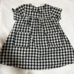 Bee 半袖ワンピース チュニック 100cm 黒白チェック