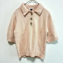 オブレクト　麻　半袖ニット　ポロシャツ　ピンク　セーター　春秋冬　リネン　綿