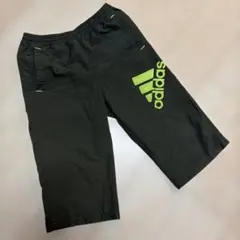 ★140 サイズ　アディダス ハーフパンツ カーキ×ライムグリーン