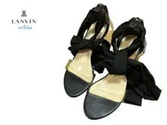 LANVIN en Bleu スカーフ クリアストラップ サンダル L ブラックのサムネイル