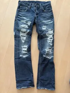 TMTダメージ加工 ダークブルー デニムパンツ - メルカリ