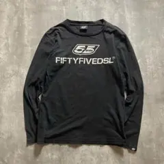 DIESEL55DSL ロゴプリント コットン長袖ロングTシャツ メンズS 黒
