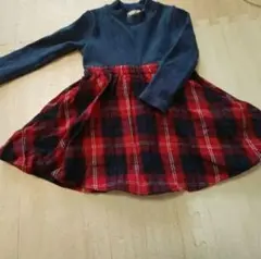 ブランシェス　長袖ワンピース　赤チェック　90cm