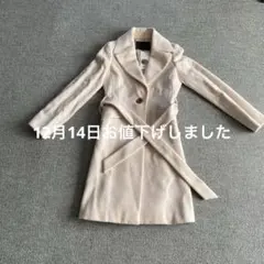 淡いピンク ダブルブレスト ロングコート