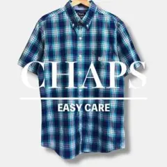 SH1-112【CHAPS】爽やかブルー 半袖シャツ【M】刺繍ロゴ USA古着のサムネイル
