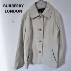 バーバリー ジャケットコート　ベージュ　ボタンアップ　ベルベット　L