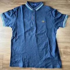 ネイビー ストライプ付きポロシャツ