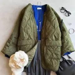 美品▲Ray BEAMSレイビームス//キルティングブルゾン▲カーキグリーン