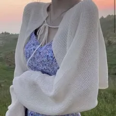 SHEIN Dazy クロップド フロントリボン ニットカーディガン M