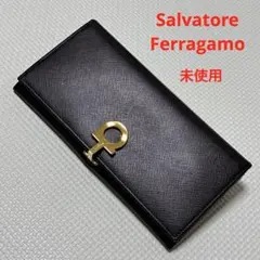 未使用Salvatore Ferragamo レザー長財布　ブラック　ガンチーニのサムネイル