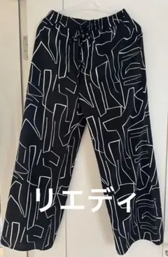 幾何学模様 ワイドパンツ L