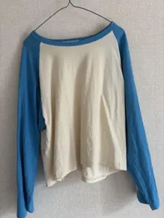 JOURNAL STANDARD長袖カットソーL流行りの短丈アイボリー/ブルー