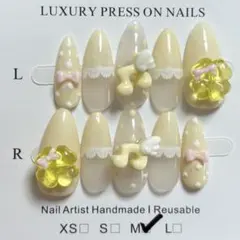 【ネイルチップ】　平成女児　ウイッシュコア　きいろ クローバー ドット 音符