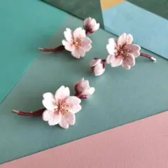 立体刺繍　桜のブローチ　mini