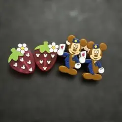 ディズニー　レトロ　クリップ　いちご　ミッキー