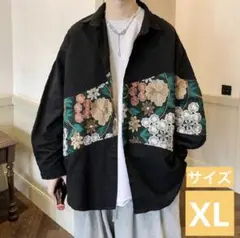新品未使用☆メンズ ストリート カジュアル刺繍入りカジュアルシャツ　サイズXL
