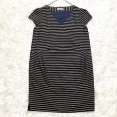 Portcros ワンピース Vネック ボーダー ゆったりシルエット レーヨン