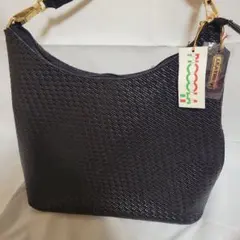 黒 編み込みデザイン トートバッグ　新品未使用タグ付き　レザー