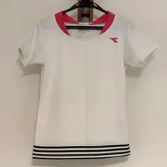 DIADORA レディース Tシャツ ホワイト/ピンク　M