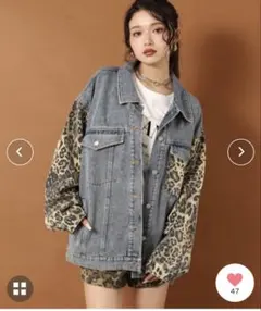 新品　ANAP レオパード 切り替え デニムジャケット