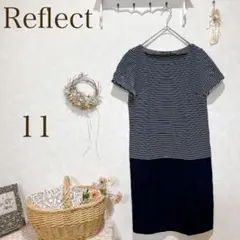 Reflect ワンピース　 半袖　ネイビー　ボーダー　 チュニック　11のサムネイル
