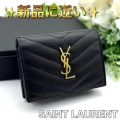 新品に近い✨サンローラン コンパクト キャビアスキン カサンドラ 財布 Q43