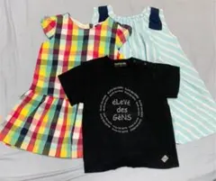 3点セットです。ワンピース2点とTシャツ1点のサイズ90cmです。