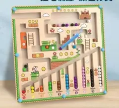 マグネット迷路 知育玩具 カラーボール 数字 色遊び 木製 知育ゲーム