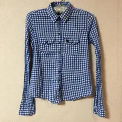 Abrrcrombie&Fitch ギンガムチェックシャツ　青　XS
