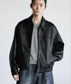 ARTIFICIAL GRAIN FAUX SUEDE ZIP BLOUSON
