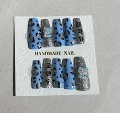 ネイルチップ　ギャルネイル　ヒョウ柄ネイル　クロム　y2kネイル