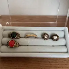アンティーク風アクセサリーセット　リング3点&ピアス1点