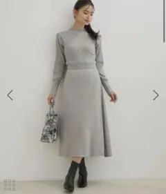 VISビス⭐︎ ボタンアクセントフレアワンピース⭐︎グレー