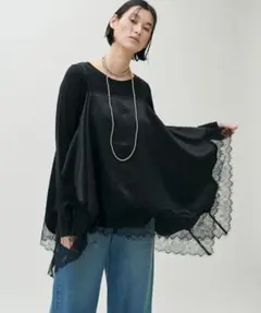 新品未使用 LARUTA ワッシャーサテン前後2WAYキャミブラウス ベージュ