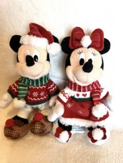 ディズニー クリスマス ミッキー ミニー ぬいぐるみバッジ セット 2024