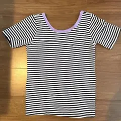 ボーダー 半袖 Tシャツ パープルネック　カトリーントウキョウ