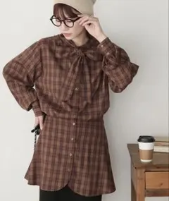 【新品タグ付き】BONLECILL タイ付きボリュームスリーブチュニック