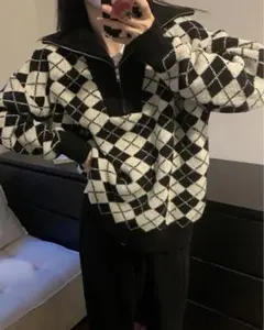 【最終値下げ】韓国 チェック ニットセーター