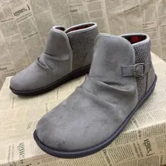 新品★レディース★23.5cm★撥水 シワ加工Fレザーブーツ 薄茶色 9872