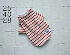 犬服ハンドメイド　ラグランシャツ　ボーダー赤　Ｍ