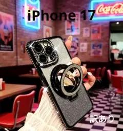 iPhone17ケース ブラック リング ミラー MagSafe対応 訳あり