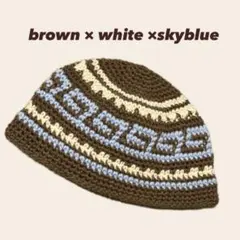 雷紋 クロシェハット 男女兼用 クラッシャーハット ニット帽 ビーニー