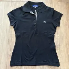 バーバリーブルーレーベル　ブラック ポロシャツ 半袖　チェック柄　38