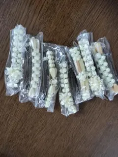 ホワイトビーズバレッタ8個セット