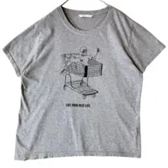 ROMWE 半袖Tシャツ スカルプリント コットン L グレーのサムネイル