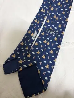 【HERMES】ネイビー 馬と雲柄 ネクタイ　エルメス　ペガサス　アニマル