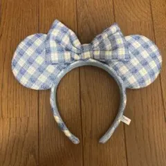 ディズニーシー カチューシャ ギンガムチェック 水色