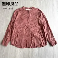【無印良品】オーガニック コットン スタンドカラーシャツ ピンク L 秋服 美品のサムネイル